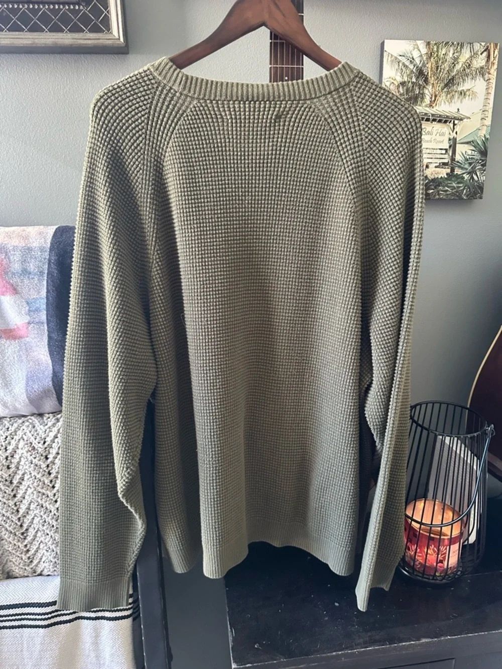 REI Cooperative Olive Waffle-Knit Crewneck Sweater - Men